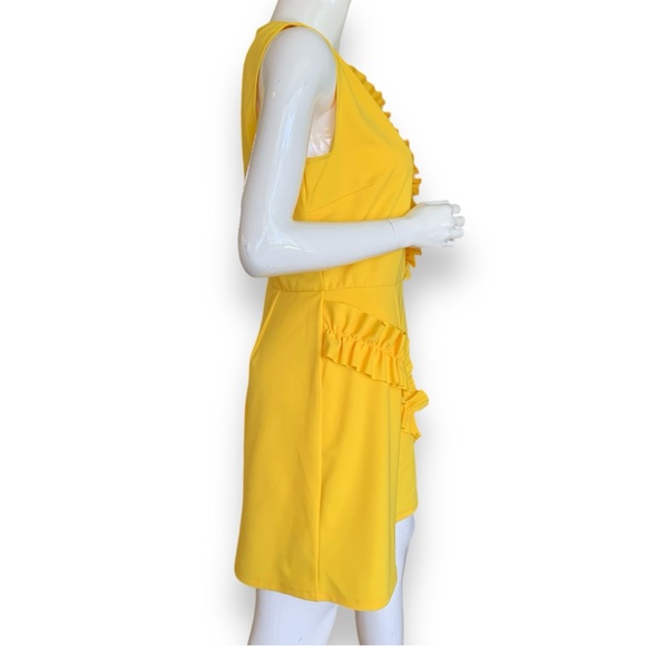 ASOS YELLOW RUFFLE SLEEVELESS DRESS. WOMEN’S SIZE 10 - Picture 3 of 8